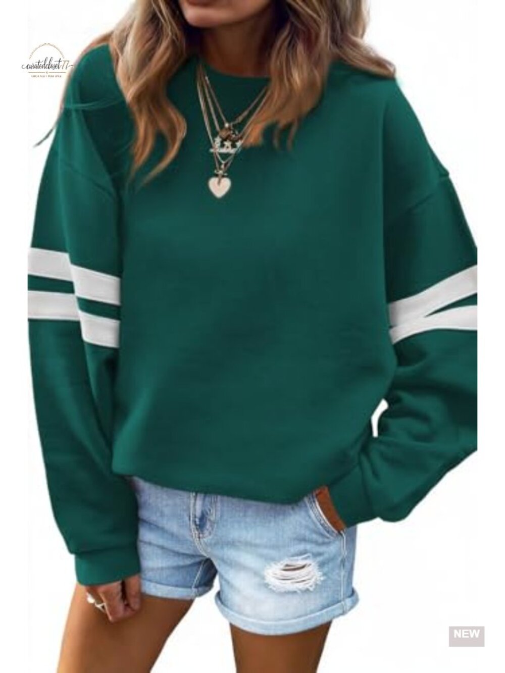 Oversized Striped Pullover Sweatshirt Crewneck Long Sleeve Casual Top